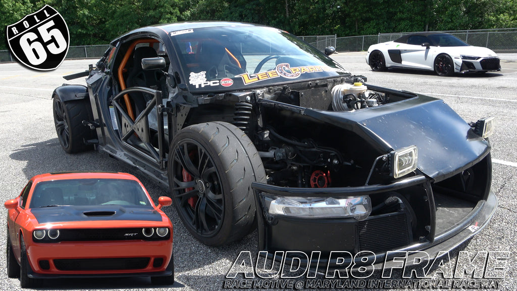 Audi R8 Frame vs Hellcat & Audi R8 65mph Roll Start Race Motive @ Maryland International Raceway