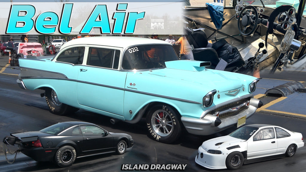 Bel Air Chevrolet vs Mustang & Turbo Civic Drag racing @ Island Dragway
