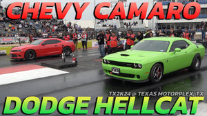Chevy Camaro vs Dodge Hellcat Drag racing @ Texas Motorplex