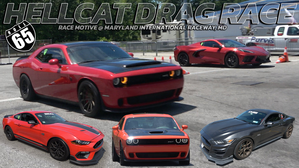 Hellcat vs C8 Corvette vs Mustang Mach 1, Mustang 5 0 & Hellcat Challenger 65mph roll start race